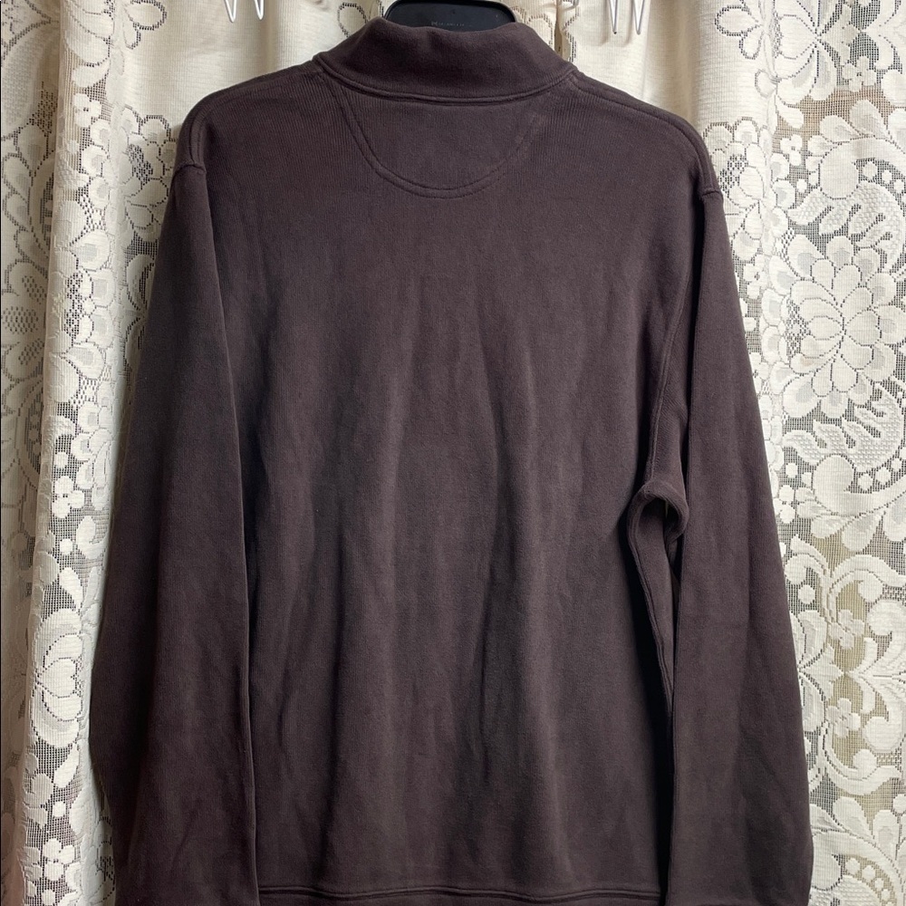 Lands' End Men's Dark Brown Zip-Up Sweater 100%Cotton - Picture 6 of 8